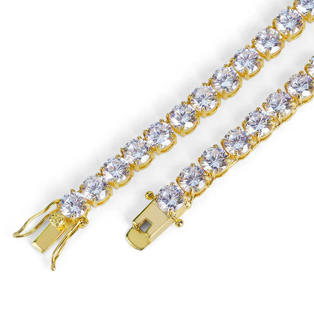 3 mm 4 mm 5 mm 6 mm Hip Hop Cadenas de tenis Joyería Mujeres Hombres CZ Collares de cadena de diamantes Oro real de 18 k Chapado en oro blanco Bling Graduat245K