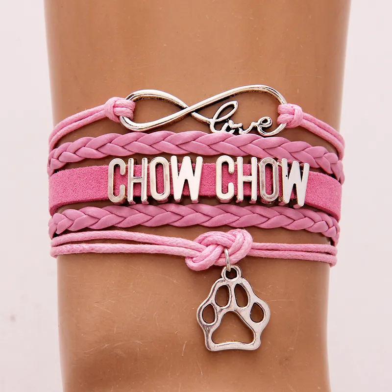 Bracelets Chow Chow breloque patte de chien races chiot tressé Bracelet bracelets faits à la main en cuir 1587877