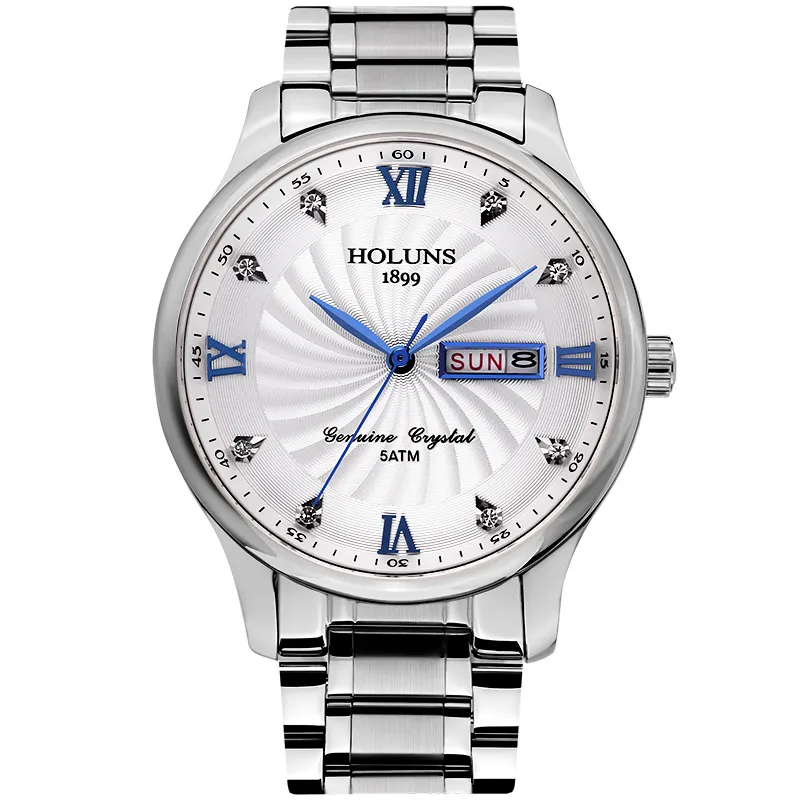 Reloj de Lujo Holuns Mens Watches Top Luxury Full rostfritt stål Strap Quartz Mens Watches Casual Simple Male Wristwatches Montre244C