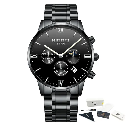 NIBOSI Horloge Mannen Mode Quartz Klok Heren Horloges Luxe Beroemde Topmerk Staal Business Waterdicht Horloge Relogio Masculino312s
