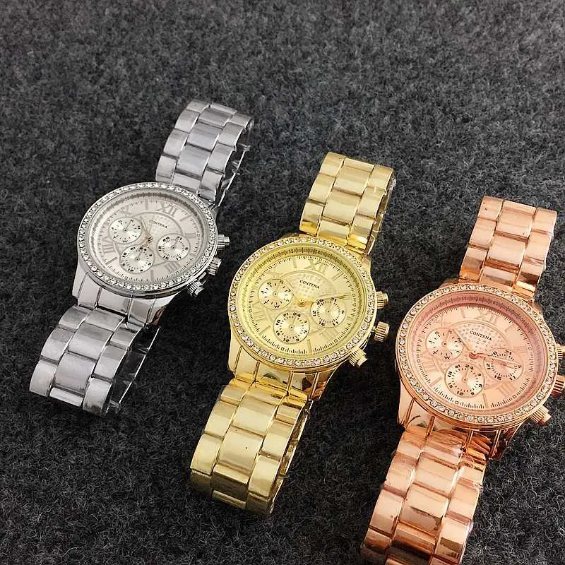 Contena Silver Women Watch Top Brand Wathes Watches Fashion Diamond Ladies Watch Stainlist Steel Clock Zegarek Damski326H