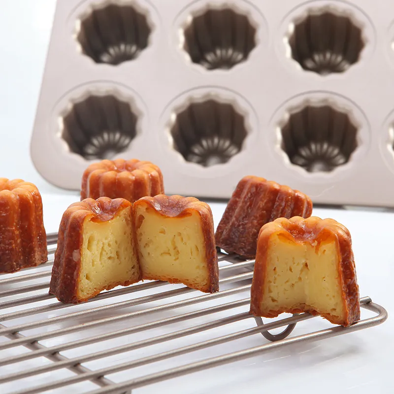 Canele Kalıp Kek Panı 12-Bavity Yapışmaz Cannele Muffin Bakeware Cupcake Tavası Tatil ve Tatiller için Fırın Pişirme