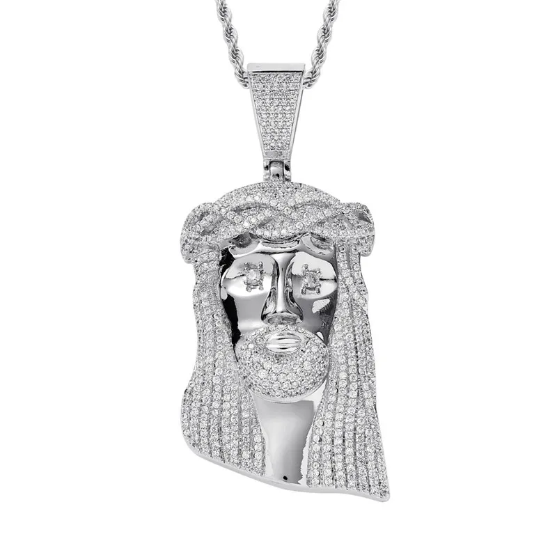 Collana con ciondolo Avatar di Gesù in oro 18k di grandi dimensioni dal design di lusso, regalo di gioielli bling da uomo placcato in argento dorato225h