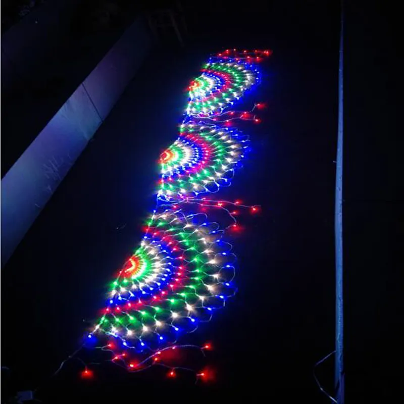 3M 412LED Peacock Curtain Icicle String Light Christmas Mesh Net Fairy Garland Garland Light Party Backdrop Light308C