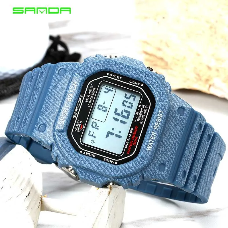 2019 nouveau Denim SANDA Sport montre numérique G Style LED montres pour hommes étanche résister horloge relogio masculino esportivo1296t