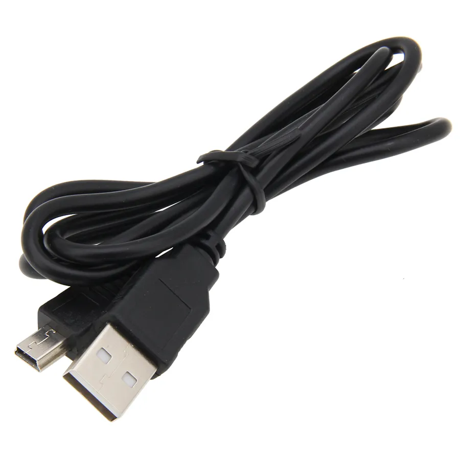 Black 1M USB Type A till Mini 5Pin B Data Sync Cables Charge Wire Charging Cord Line för kamera MP3 MP4