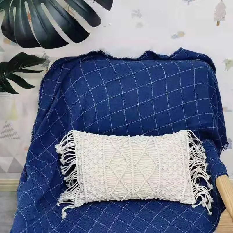 Ny Macrame Handgjorda Bomull Tråd Kudde Skydd Soffa Kudde Skydd Dekorativa Pillowcases Hem Textil 210315