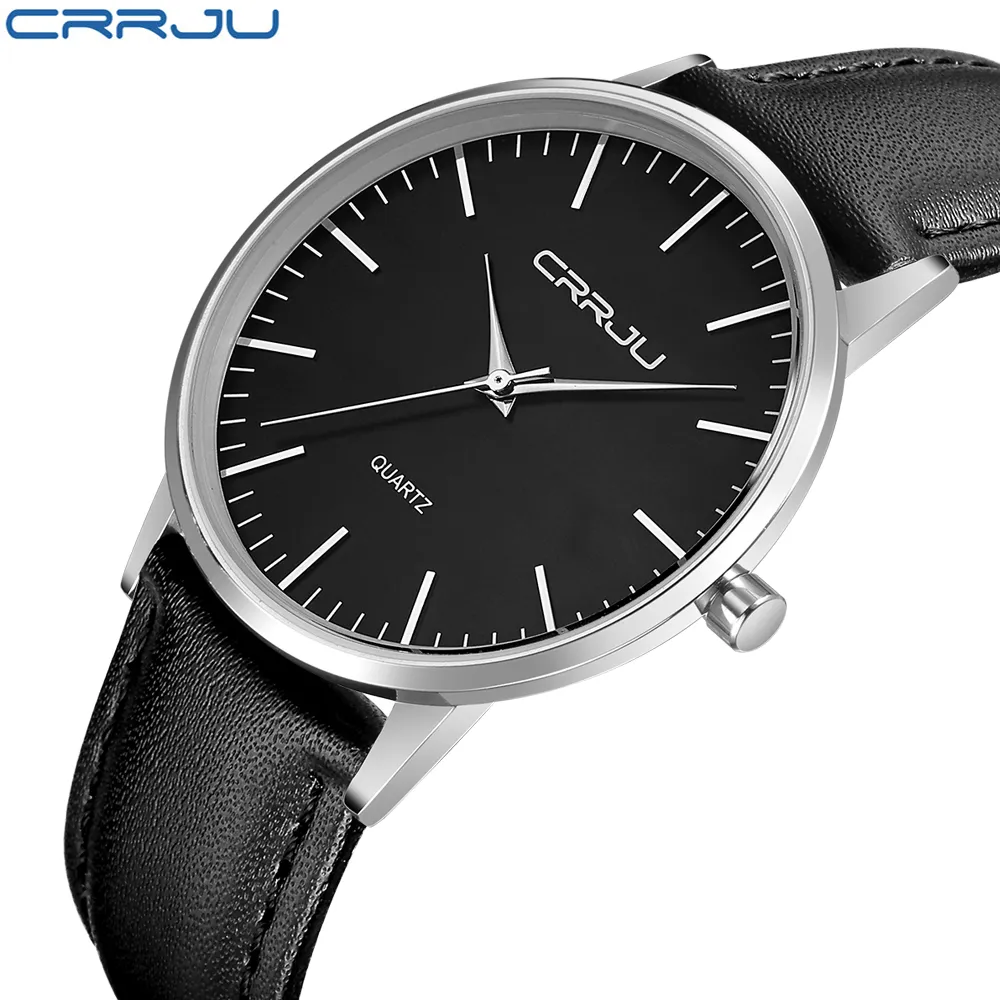 CRRJU – montre à Quartz Ultra fine pour hommes, 7mm, marque de luxe, mode décontractée, sport, affaires, cuir, Watc223o