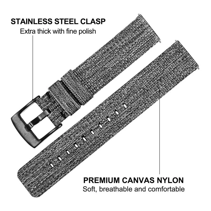 Bracelet de montre en toile et Nylon, pour Garmin Vivoactive 4 4s Venu Luxe Style Vivomove 3 3S HR, bracelet à dégagement rapide, 1270c