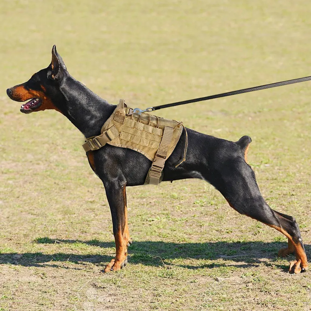 ミリタリー戦術犬ハーネスK9ワーキングドッグベストナイロンバンジーリーシュリードトレーニングミディアムラージドッグドイツシェパードQ227A