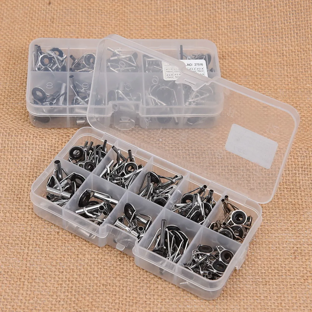 Rings Fishing Rod Guide Tip Set Repair Kit DIY Eye Rings for Fishing Rods Stainless Steel Frames With Box Fishing Tackle214F4132835