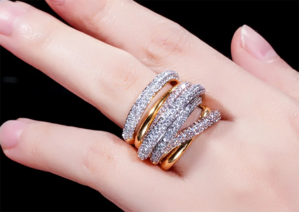 Donia Jewelry Luxury Ring Fashion Geometrische Linie Kupferkupfermikro-in-Laid-Farbe Full Zircon European und American Creative Designer GIF2864