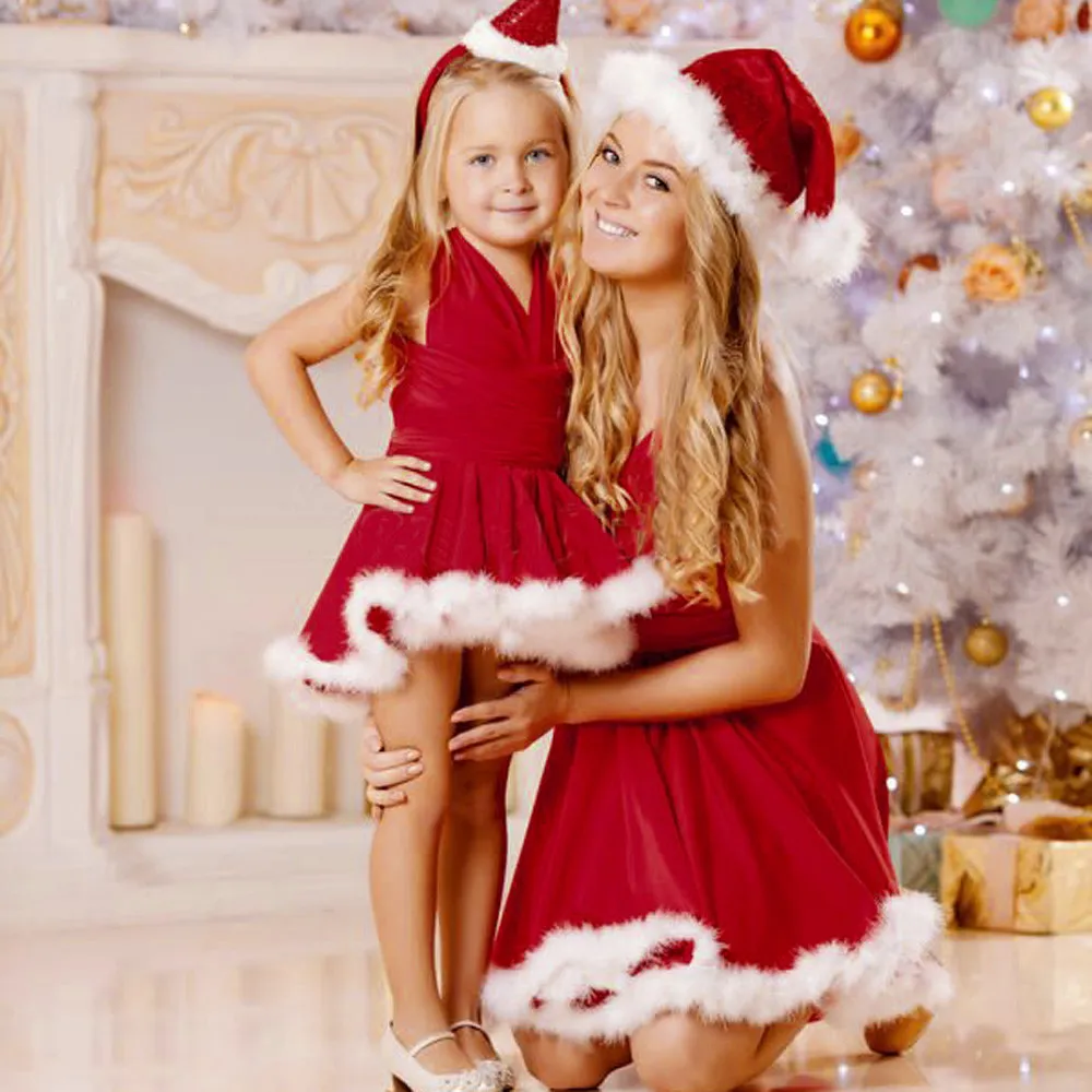 Familjen Look Kits Mamma och dotterklänning Toddler Kid Baby Girl Clothes Christmas Bandge ärmlöst Pageant Party Xmas Dress J1905143660874