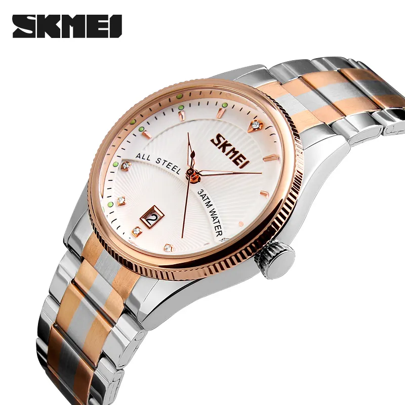 SKMEI Business Herrenuhren Top-marke Luxus Edelstahl Kalender 3Bar Wasserdicht Quarz Armbanduhren Relogio Masculino 91232035