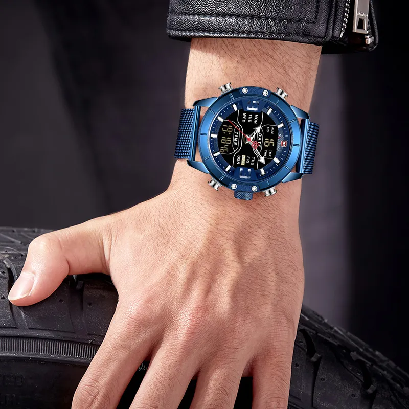 カップルウォッチナビフォーストップブランドステンレススチールクォーツ手首の男性と女性のためのウォッチ261J向けにセットされたカジュアルな時計ギフト
