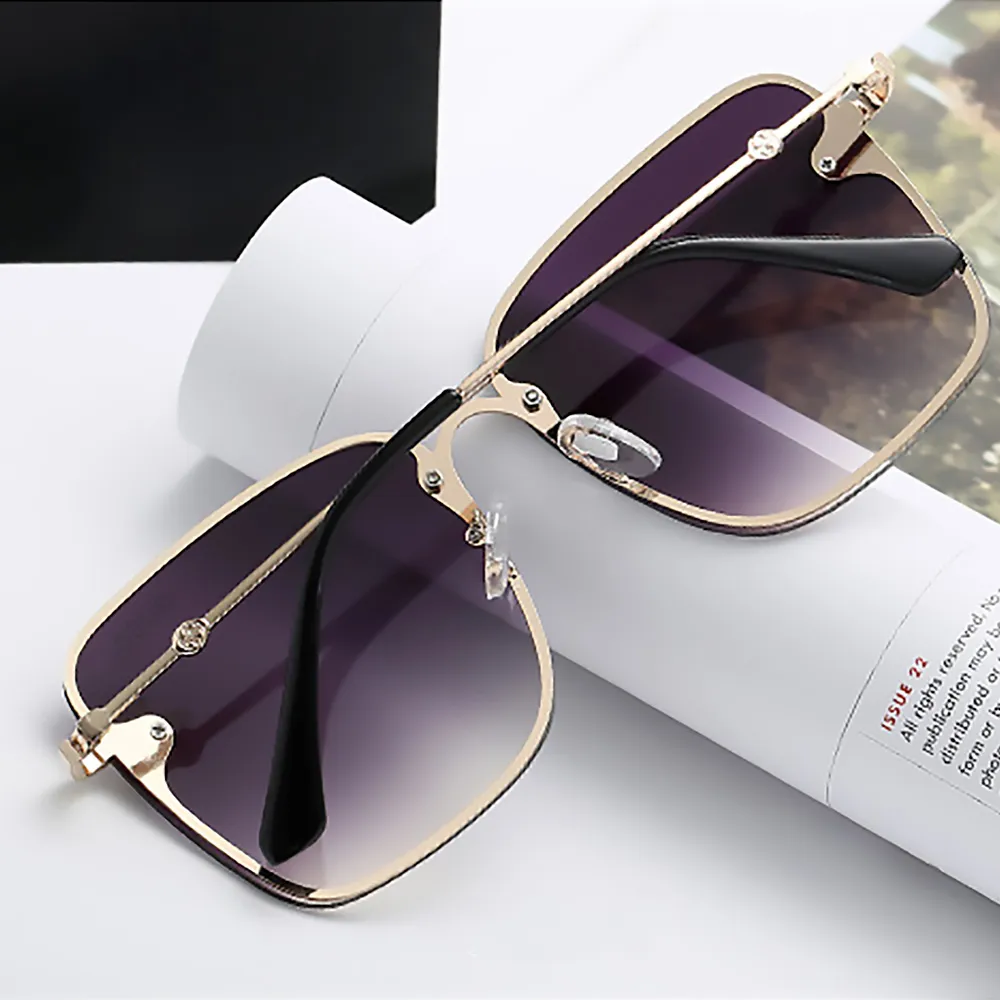 Mode 2019 Gold Bee Quadrat Sonnenbrille Frauen Retro Übergroße Brille Männer Shades Metall Rahmen Damen sonnenbrille zonnebril dames282h