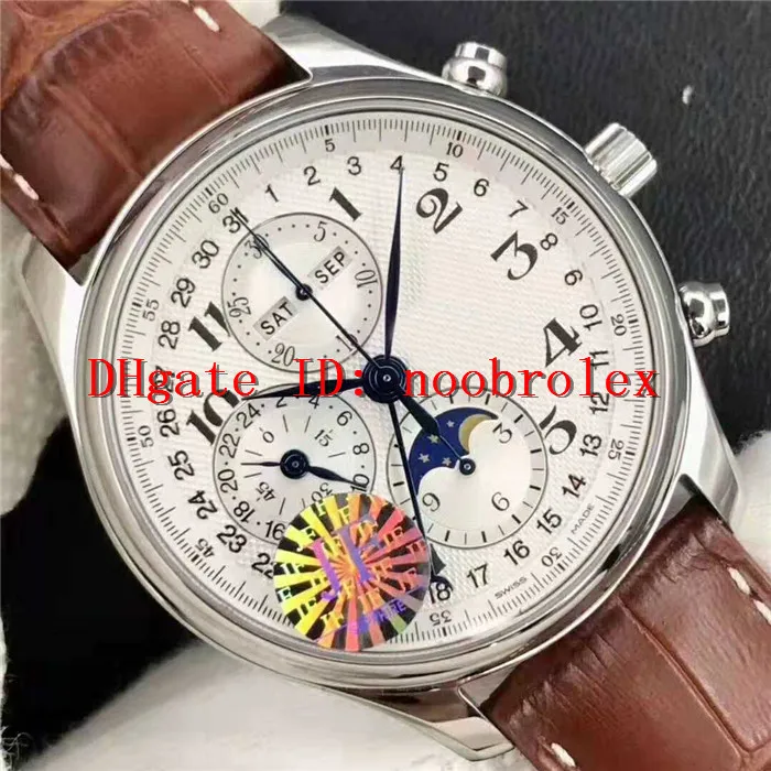 JF Master herenhorloge Moonphase ETA 7751 automatische chronograaf mechanisch 28800 VPH jaarkalender 316L staal saffier Italië Leath258V