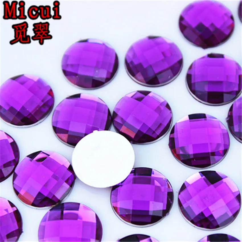 Micui 14mm مستديرة Crystal Flatback مزيج اللون الغراء الأكريليكي الراين على الغراء على Strass Crystals Stones No Hole for Jewelry Craf233z