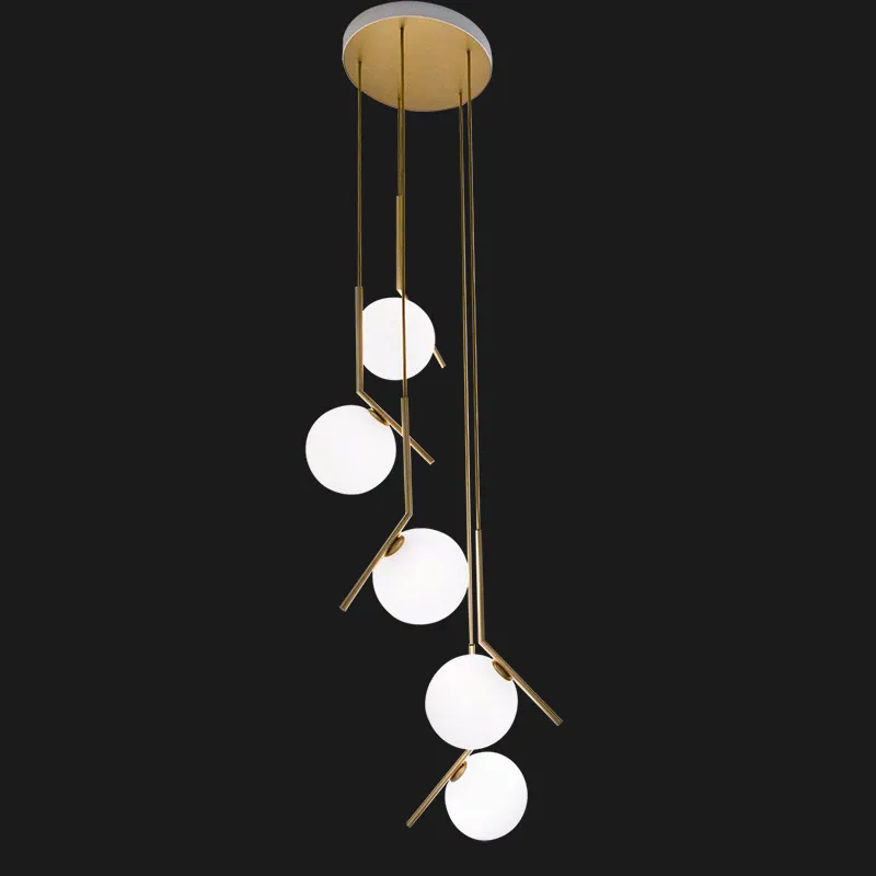 Современные длинные лестничные светильники, креативная лампа для гостиной, виллы, украшение в виде волшебных бобов, стеклянный шар, обеденный подвесной светильник 213l