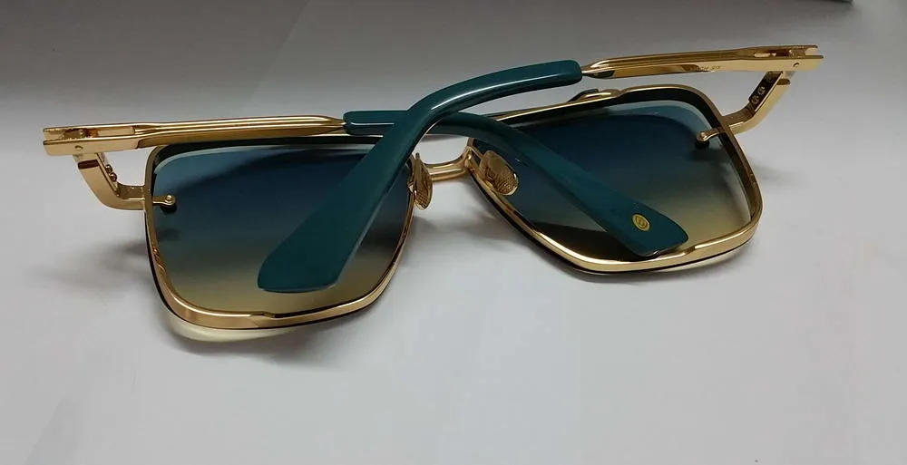 Summowe okulary przeciwsłoneczne Pilot Pilot 121 Złote niebieski zielony soczewki gradientowe 62 mm okulary słoneczne męskie okulary okulary z pudełkiem 238L