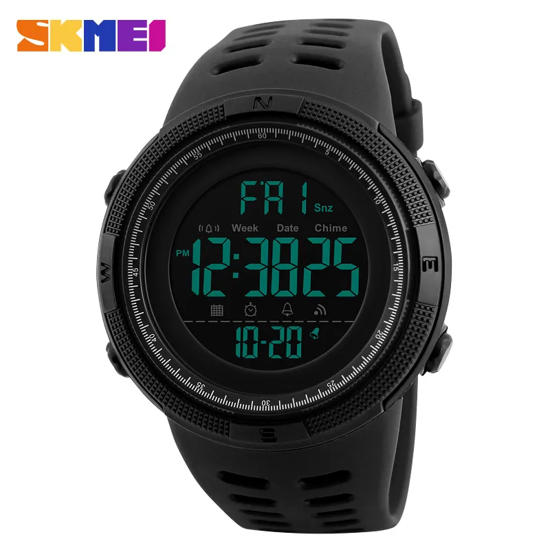 Reloj deportivo SKMEI para hombre, relojes de doble horario, reloj despertador con cuenta atrás, 5bar, reloj Digital resistente al agua, reloj Masculino 12512259