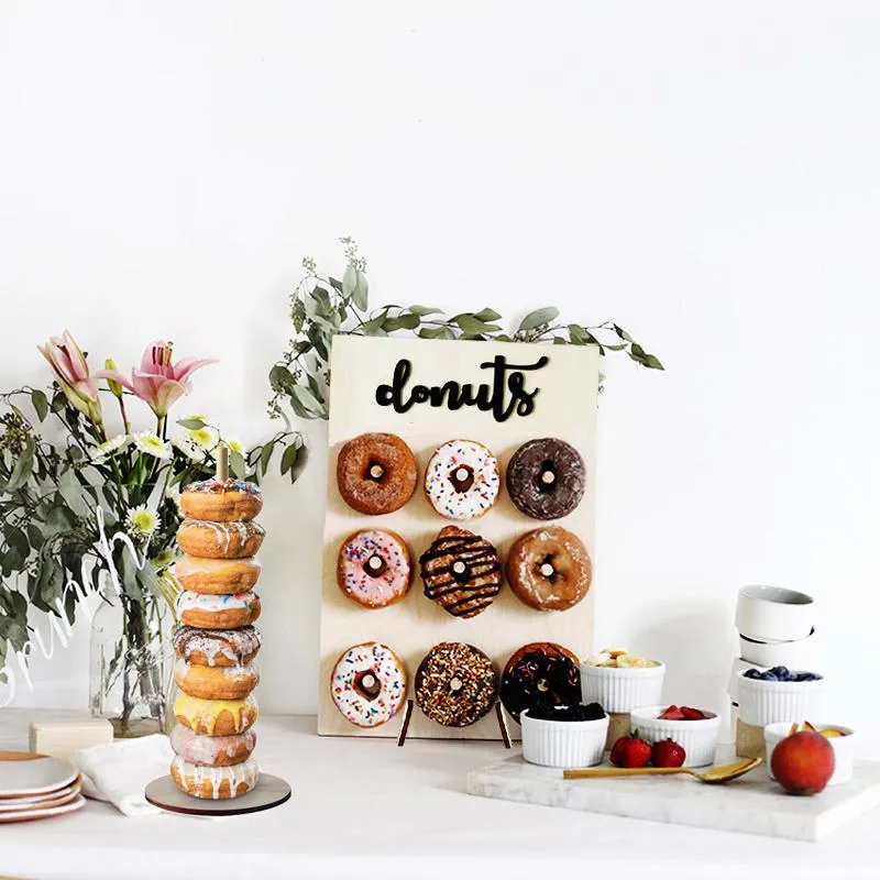 Suporte de parede para rosquinhas, decoração de casamento, suprimentos para festa de aniversário, chá de bebê, madeira, rosquinha, decoração de festa286c