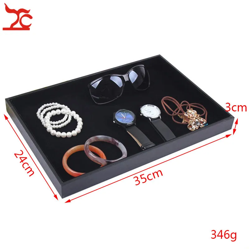 Plateaux d'exposition de bijoux empilables en velours noir, support pour collier, bague, boucle d'oreilles, vitrine, pendentif, montre, rangement de bijoux, Boxes206C