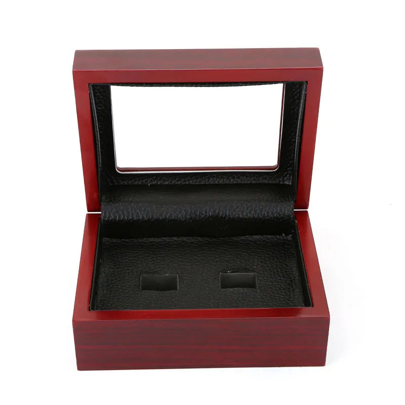 Organizador de caja de madera de cuero PU, caja portátil de 12x16x7cm, 2-9 agujeros, Ring197E deportivo de campeonato, color rojo y negro