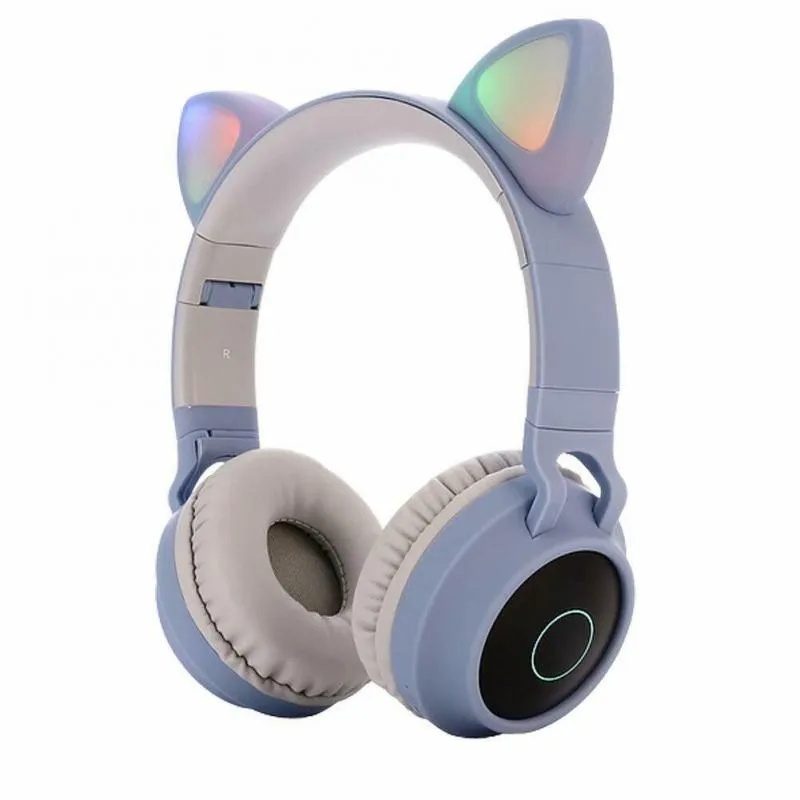 Cute Cartoon Bluetooth 5.0 Headphones Children LED Cat Ear Wireless Stereo Headset Kids Sport Gaming Headband with Mic for Smart Phones Call