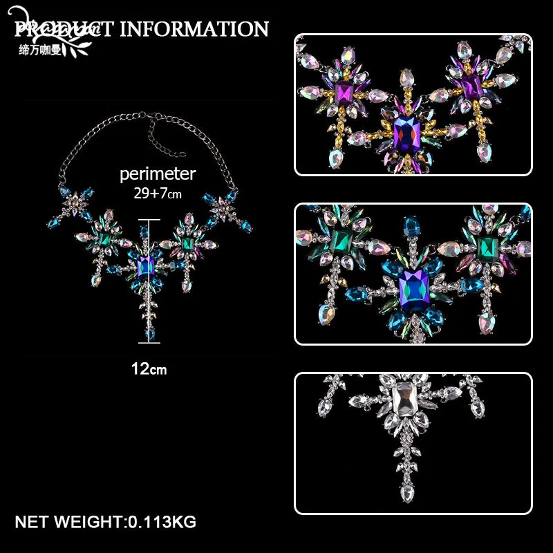Dvacaman модное большое массивное ожерелье женское ожерелье с подвеской в виде цветка с кристаллами вечерние Макси колье воротник ювелирные изделия падение Aq95 J3431