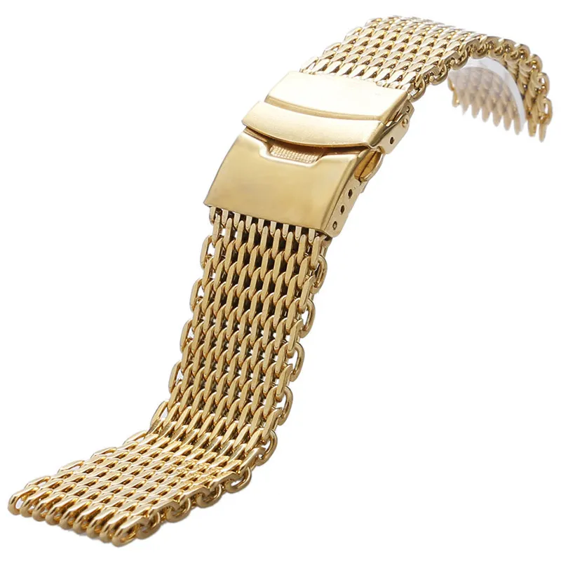 Noir Argent Or 18mm 20mm 22mm 24mm Bracelet de montre Maille Bracelet en acier inoxydable Bracelet Bracelet de remplacement Bracelet Spring Bars2375