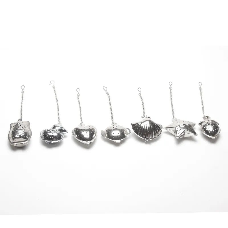 Roestvrijstalen thee -infuser hartvorm met ketting SS304 Bloemzeef Losse bladfilter Leuk metaal teaeven8419283