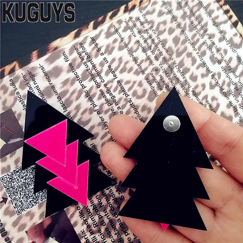 KUGUYS mode bijoux Oorbellen acrylique rose grandes boucles d'oreilles pour femmes Pendientes géométrie Triangle boucle d'oreille DJ DS Brincos8818608