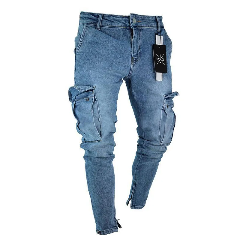 E-BAIHUI Jeans skinny effetto consumato nuovi da uomo Designer uomo Jeans slim rock revival jeans dritti Hip Hop streetwear uomo J3509