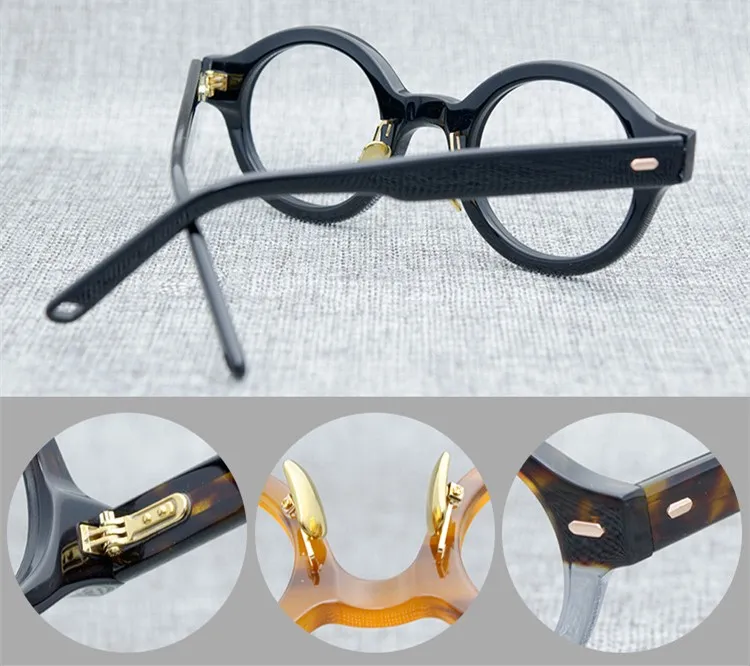 男性の光学メガネ眼鏡フレームブランドレトロ女性ラウンドスペクタクルフレームピュアチタンノーズパッド近視眼鏡眼鏡CAS307S