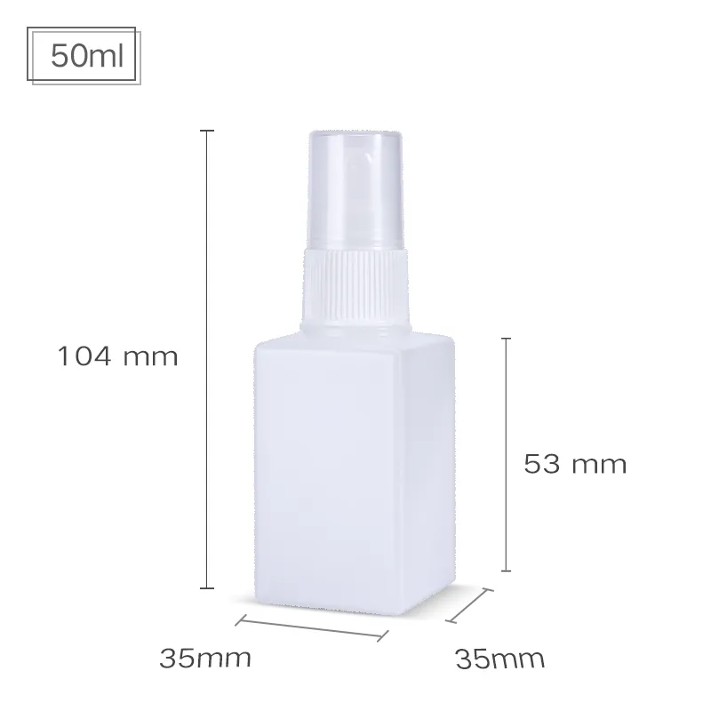 UMETASS quadrato Fine Mist Flacone spray 50ML 100ML PE Contenitori cosmetici in plastica Bottiglie da viaggio vuote 1277I