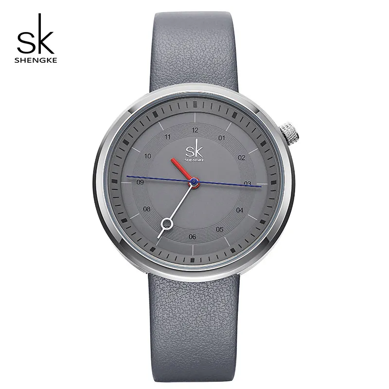Shengke Fashion Women Watches Black Leather Strap Reloj Mujer New Creative Quartz Watch Women's Day Gift For Women #K80442292