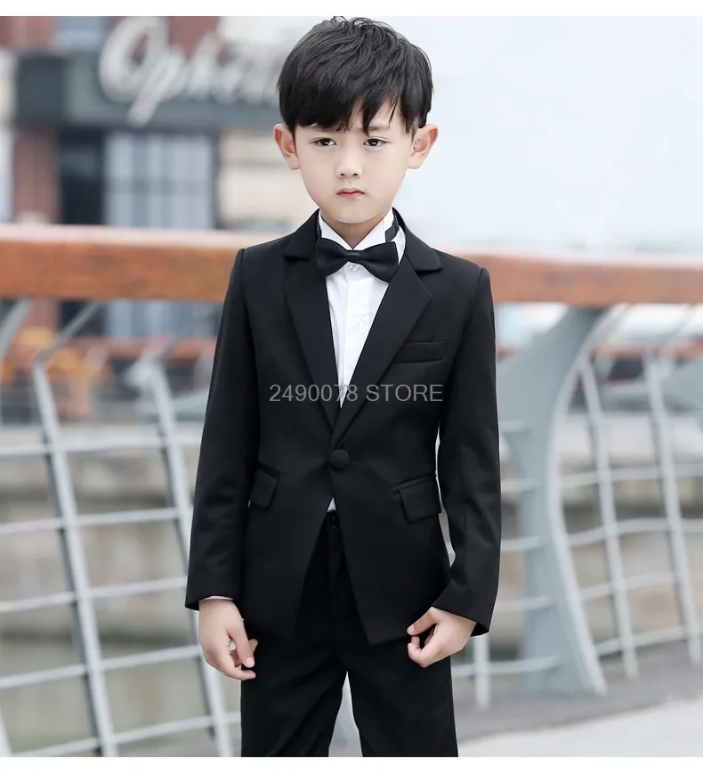 Flower Boys Formal Wedding Suit Gentleman Kids Jacket Vest Pants 3st Tuxedo Dress Children Performance Party Costume2459320