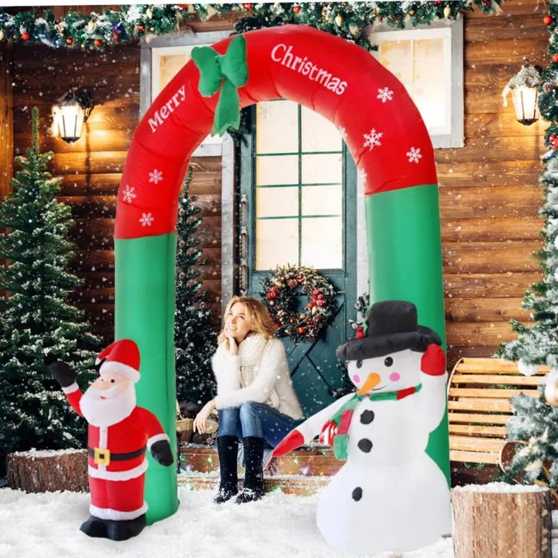 Decorações de Natal Arch Inflável Papai Noel, boneco de neve de boneco de neve ao ar livre de ornamentos de pátio