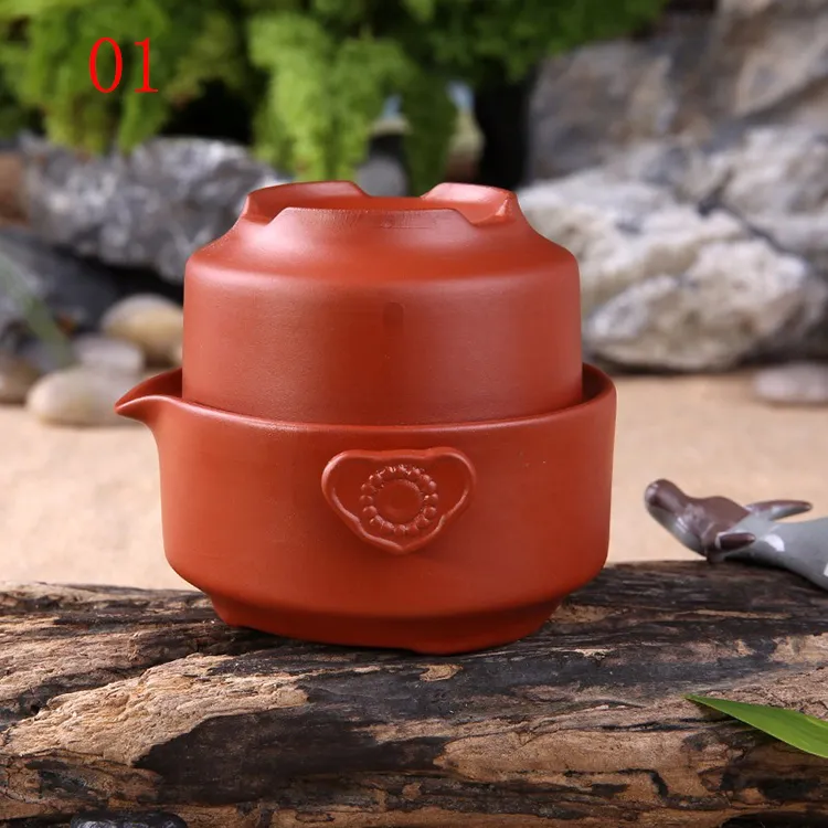 China Zisha Teapot 1 Teapot 1カップKung Fu Tea Set Suits Office Travel Portable Tea Sets Kung Fu Teapot Tea Cups Accessories2787