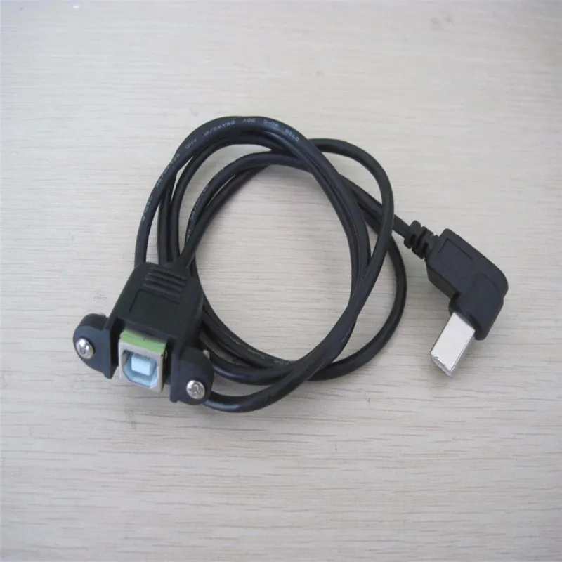 90 Degree Angled USB 2.0 B Male To Female Extension Screw Lock Panel Mount Cable 50cm for Printer