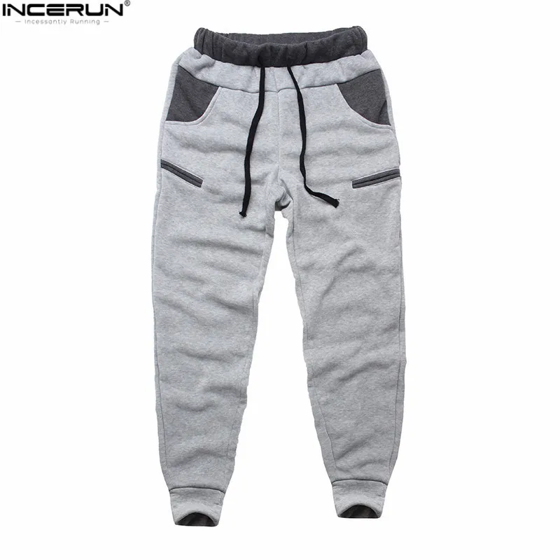 Incerun vinter män byxor joggare elastiska midja casual fleece varma byxor män lösa comfy workout tracksuit mens sweatpants t200422