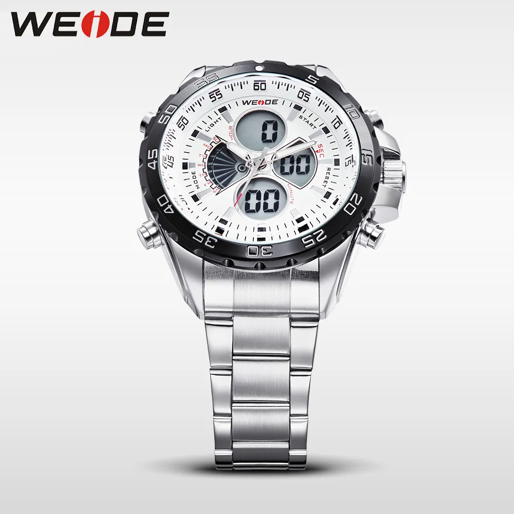 WEIDE Zilver Roestvrij Stalen Bracelect Heren Waterdichte Analoge Digitale Auto Datum Quartz Horloges Mannelijke Topmerk Zakelijke Watches266k