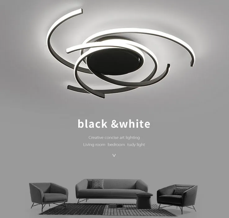 Creatieve moderne LED-plafondverlichting Woonkamer Slaapkamer Studeerkamer Balkon Binnenverlichting Zwart Wit Aluminium Plafondlamp Armatuur L343j