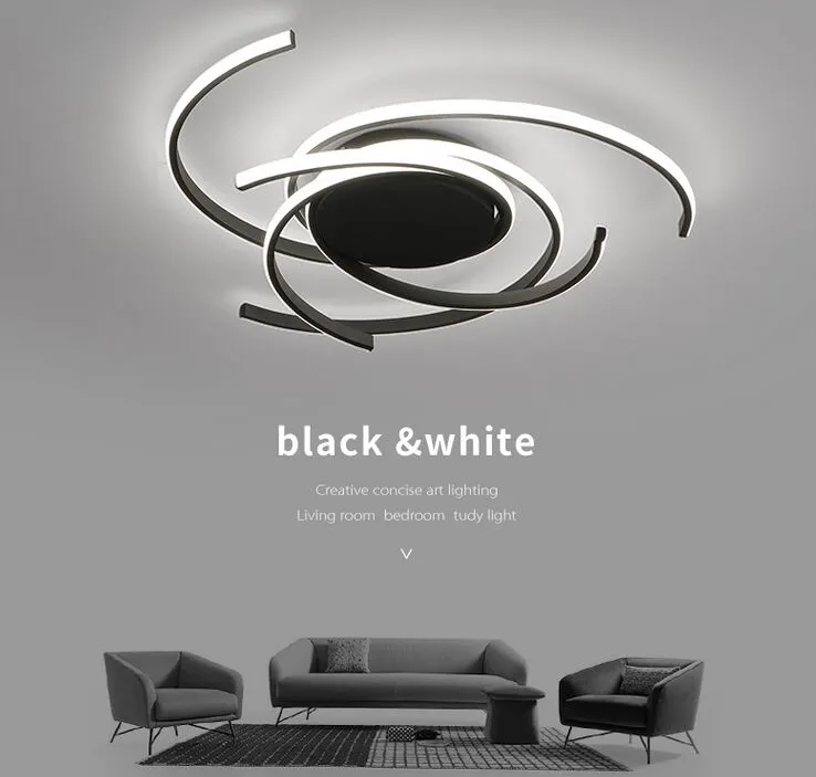 Luces de techo LED modernas y creativas para sala de estar, dormitorio, estudio, balcón, iluminación interior, lámpara de techo de aluminio blanco y negro L343j