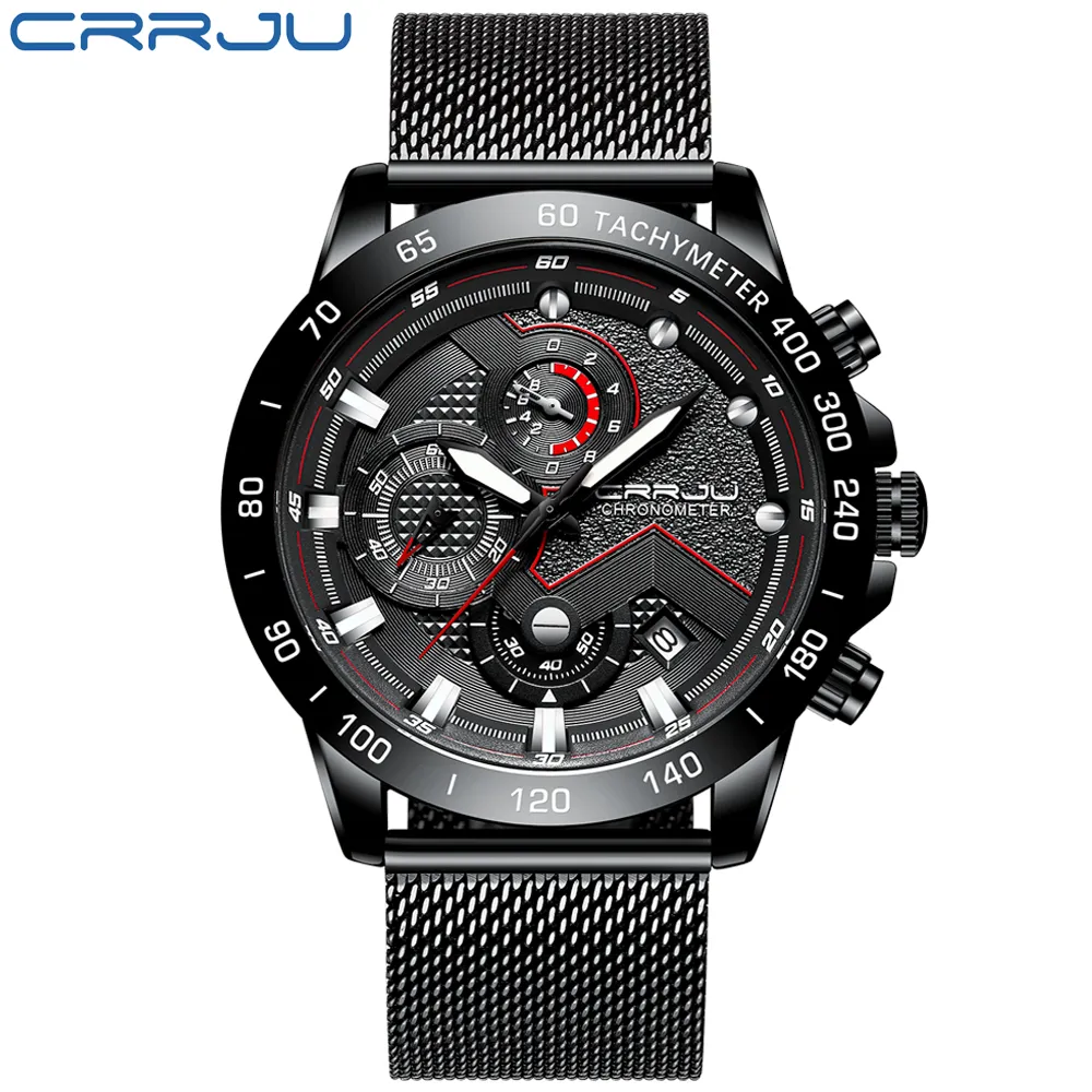 Top Luxury Brand Crrju nouvel homme Watch Watch Sport Fashion Chronograph Chronograph Male Satianless Steel Wristwatch Relogo Masculino Nice 280K