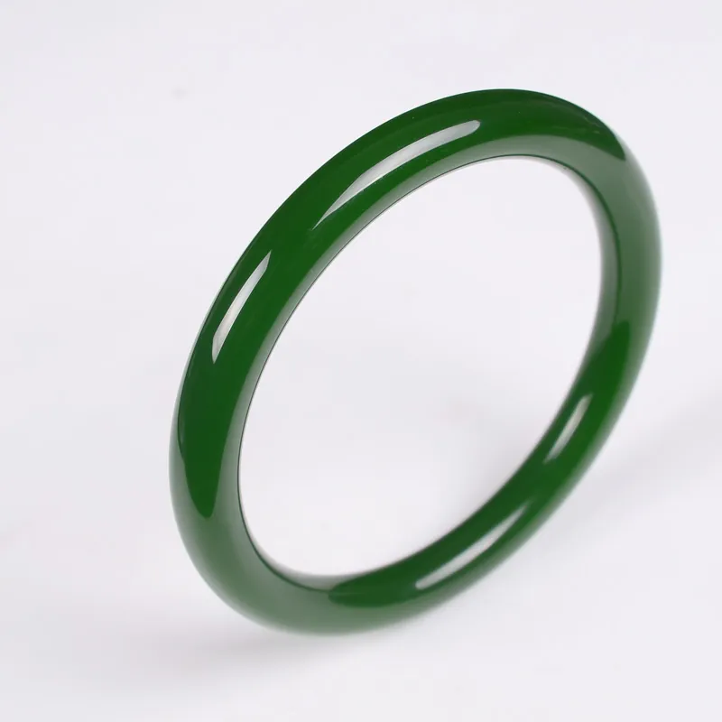 Natural Xinjiang an Jade Bangle Thin Women's Laokeng Spinach Green Girl Round2582