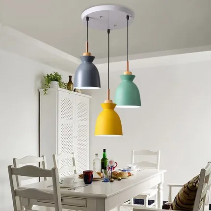 Set van 3 eettafellampen Verlichting Macaroon Kleurrijke LED Moderne hanglamp Hanglamp voor keukeneiland Plafondkamer Verlichting241g