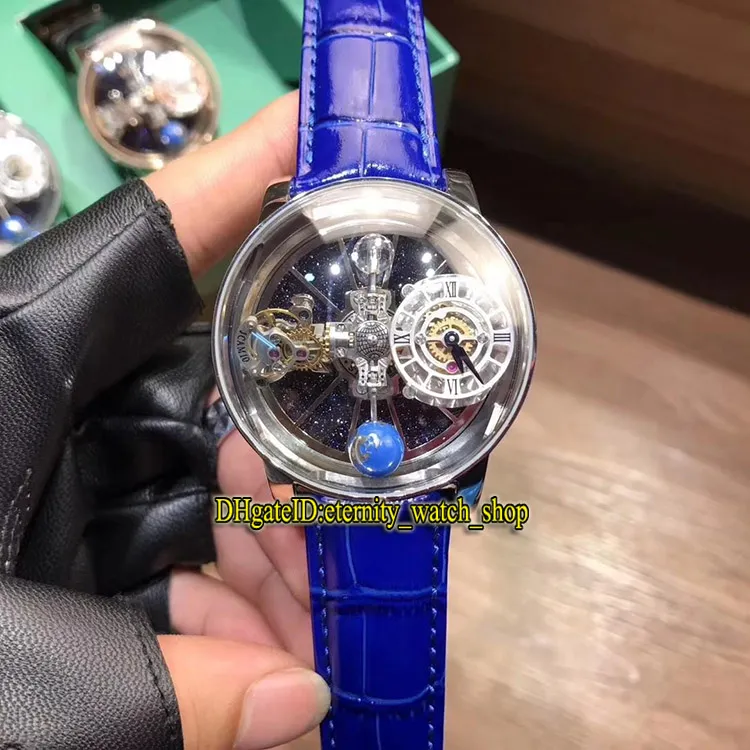 Wersja statyczna EPIC X Chrono Cr7 Astronomical Tourbillon Szkielet Aventurine Dial Szwajcarski kwarc męski Zegarek Silvery Case Blue Pasp 223Q