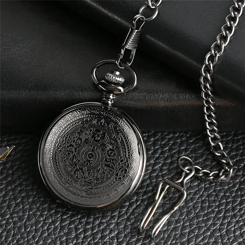 Vintage Silver Black Gold To MY SON Laser Word Men Boy Analog Quartz Pocket Watch Pendant Chain Children Kids Watches 2360